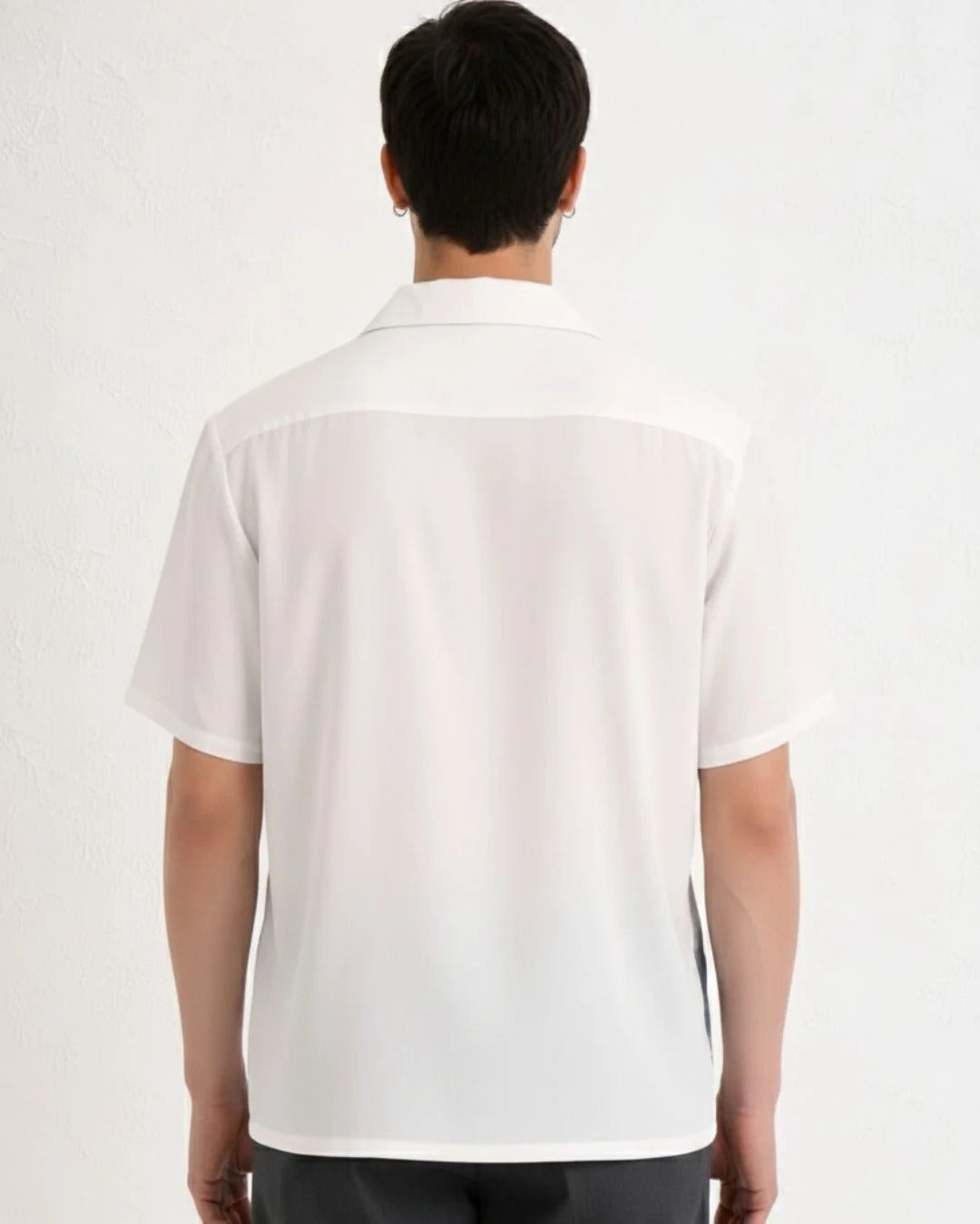 Crane & Mountain Landscape Printed Cuban Collar Shirt for Men