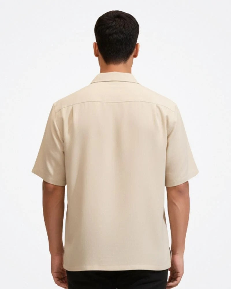 Tropical Parrot Embroidered Cuban Collar Shirt