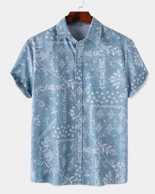 Vintage Paisley Floral Cuban Collar Shirt for Men